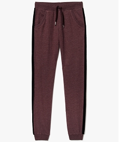 GEMO Pantalon de jogging chiné avec bandes en velours Rouge