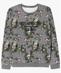 sweatshirt imprime en molleton gris sweats8008501_1