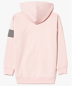 sweatshirt a capuche imprime avec cordon satine rose sweats8008801_2