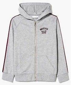 GEMO Sweat chiné zippé avec bandes velours Gris