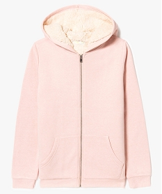 GEMO Sweat fille zippé à capuche avec doublure douillette Rouge