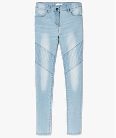 GEMO Jean slim bleached motard bleu vif