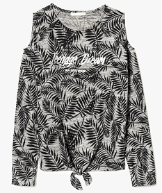 GEMO Pull fin à nouer avec épaules dénudées et motifs gris standard