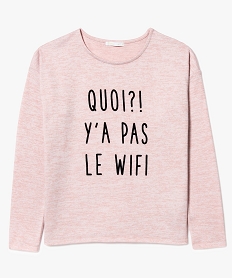 GEMO Pull imprimé maille fine et fluide rose chine