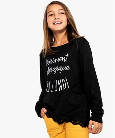 GEMO Pull fin chiné avec bas en dentelle noir standard