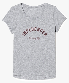 GEMO Tee-shirt à manches courtes avec message sur lavant Gris