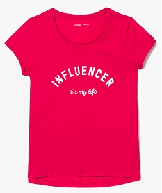 GEMO Tee-shirt à manches courtes avec message sur lavant Rose