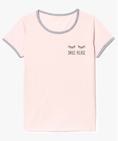GEMO Tee-shirt avec finitions biais contrastantes Rose