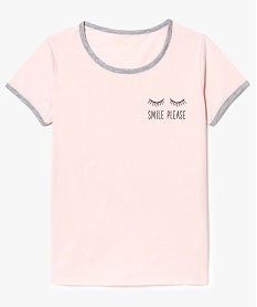 GEMO Tee-shirt avec finitions biais contrastantes Rouge