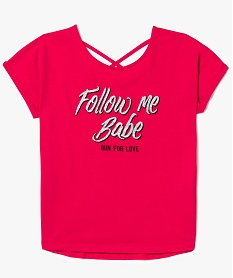 GEMO Tee-shirt avec motif pailleté et dos fantaisie Rose