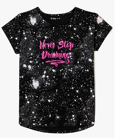 GEMO Tee-shirt ado fille à motifs noir vif