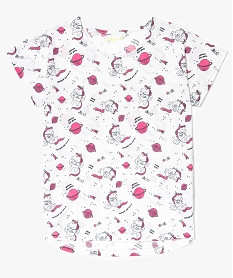 GEMO Tee-shirt ado fille à motifs Blanc