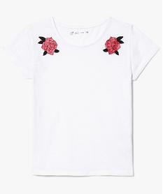 GEMO Tee-shirt à manches courtes en coton avec motifs Blanc