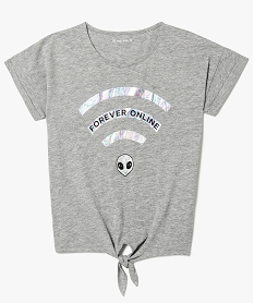 GEMO Tee-shirt à nouer motifs Gris