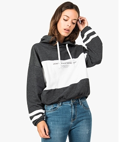 GEMO Sweat ample et court à capuche Gris