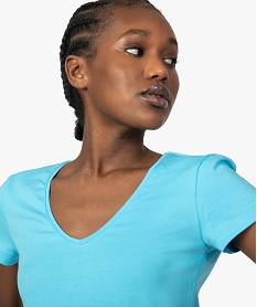 tee-shirt femme a manches courtes et col v bleu t-shirts manches courtes8025301_2