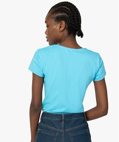 tee-shirt femme a manches courtes et col v bleu t-shirts manches courtes8025301_3