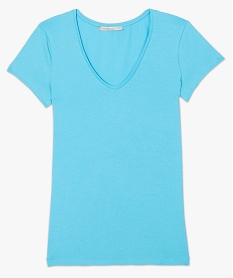 tee-shirt femme a manches courtes et col v bleu t-shirts manches courtes8025301_4