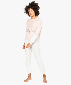 PANTALON BLANC HOMEWEAR ROSE PETALE