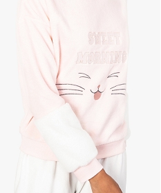 pyjama dinterieur en matiere douce avec motif chat rose8029401_2