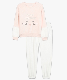 pyjama dinterieur en matiere douce avec motif chat rose8029401_4