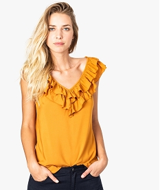 GEMO Blouse sans manches décolleté fantaisie Jaune