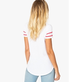 tee-shirt femme imprime coupe loose et dos long blanc8032601_3