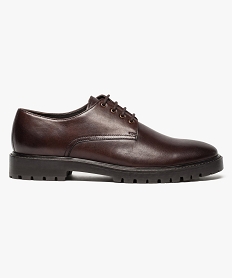 GEMO Derbies homme en cuir à semelle crantée marron standard