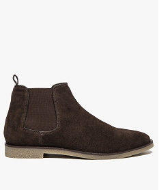 GEMO Bottines homme chelsea dessus cuir suédé marron standard