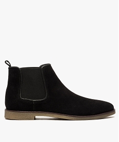 GEMO Bottines homme chelsea dessus cuir suédé Noir