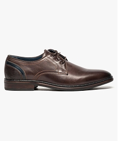 GEMO Derbies en cuir patiné à surpiqures apparentes marron standard