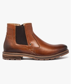 GEMO Boots homme zippés dessus cuir marron vif