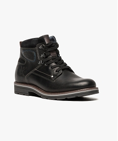 boots dessus cuir casual avec lacets noir bottes et boots8039001_2