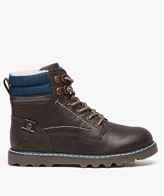 boots garcon doubles avec zip et lacet et semelle crantee brun boots et bottillons8040701_1