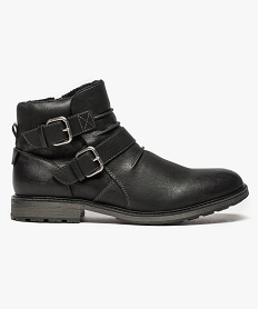 GEMO Boots homme avec boucles métalliques et intérieur Noir