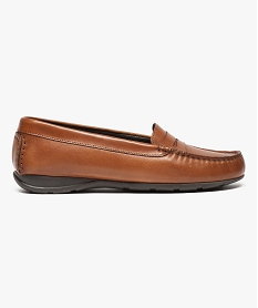 GEMO Mocassins femme en cuir uni et semelle à picots 8607