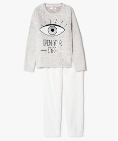 GEMO Pyjama 2 pièces duveteux motif œil Gris