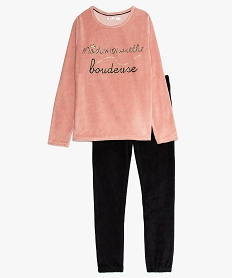 GEMO Pyjama fille en velours bicolore à paillettes Rose