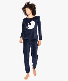 GEMO Pyjama dintérieur en velours avec motif lune Imprimé