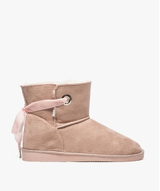 GEMO Boots femme souples et fourrés Rose