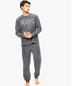 pyjama en polaire brode a lavant gris8047701_1