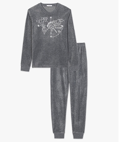 pyjama en polaire brode a lavant gris8047701_4