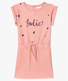 GEMO Robe sweat à manches courtes avec sequins Rose