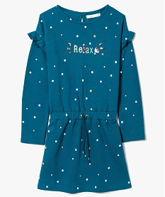 GEMO Robe sweat à pois Bleu