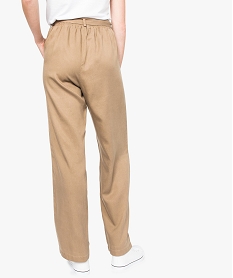 pantalon carotte en tencel noue a la taille beige pantalons8051501_3