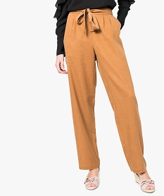 pantalon carotte en tencel noue a la taille jaune8051601_1