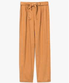 pantalon carotte en tencel noue a la taille jaune8051601_4