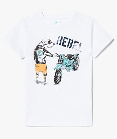 tee-shirt a manches courtes avec motif motard blanc8053201_1