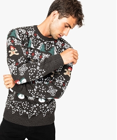 GEMO Pull pour homme à motifs de Noël Gris