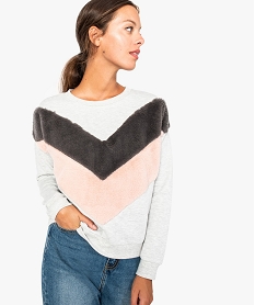 GEMO Sweat femme avec motifs géométriques Gris